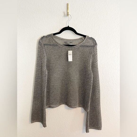 Anthropologie Metallic Open-Stitch crochet Sweater NWT. Medium - Picture 4 of 9